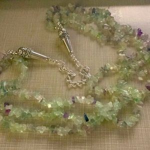 NATURAL Pretty Multi stones  Chips /3 strands artisan earrings necklace